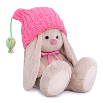 Мягкая игрушка Зайка Ми в розовой шапочке с помпонами 23 см - 1 637 руб. в alfabook