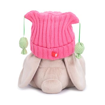 Мягкая игрушка Зайка Ми в розовой шапочке с помпонами 23 см - 1 637 руб. в alfabook