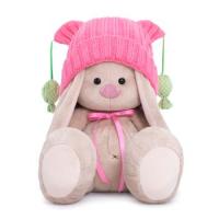 Мягкая игрушка Зайка Ми в розовой шапочке с помпонами 23 см